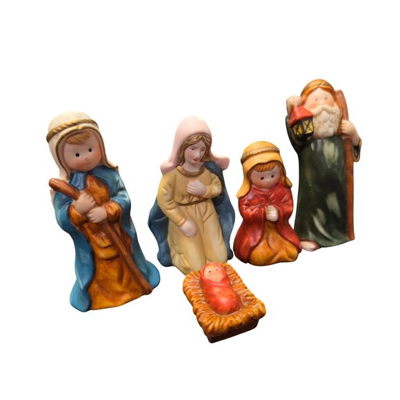 Vintage Ceramic Nativity Scene Figurines  Set Of 5 - Picture 3 of 10